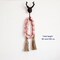 Wood Beads Garland with Tassels Farmhouse Rustic Wooden Prayer Bead String Wall Hanging Accent for Home Festival Decor. Pink Mix Distressed